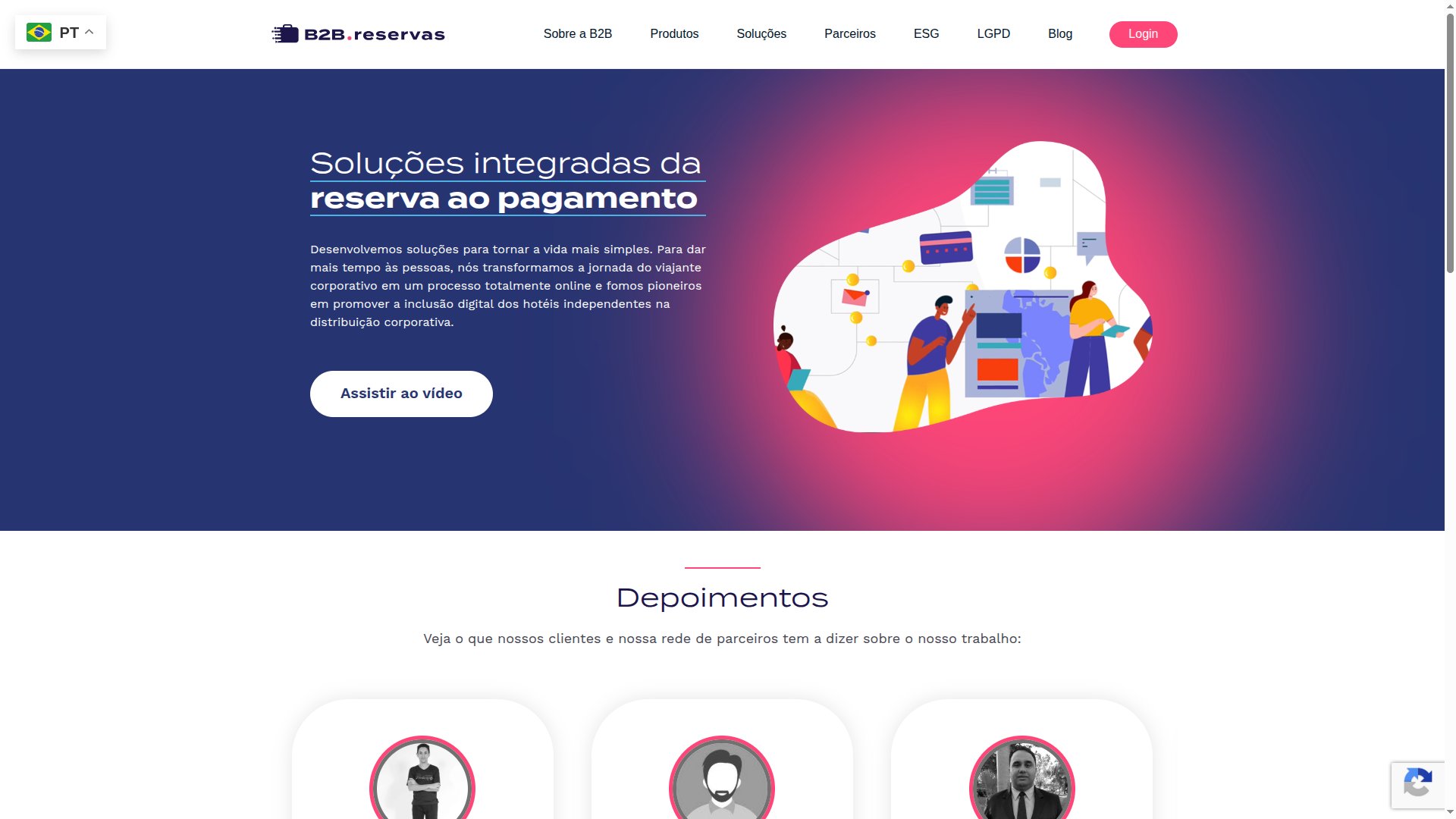 Homepage de www.b2breservas.com.br