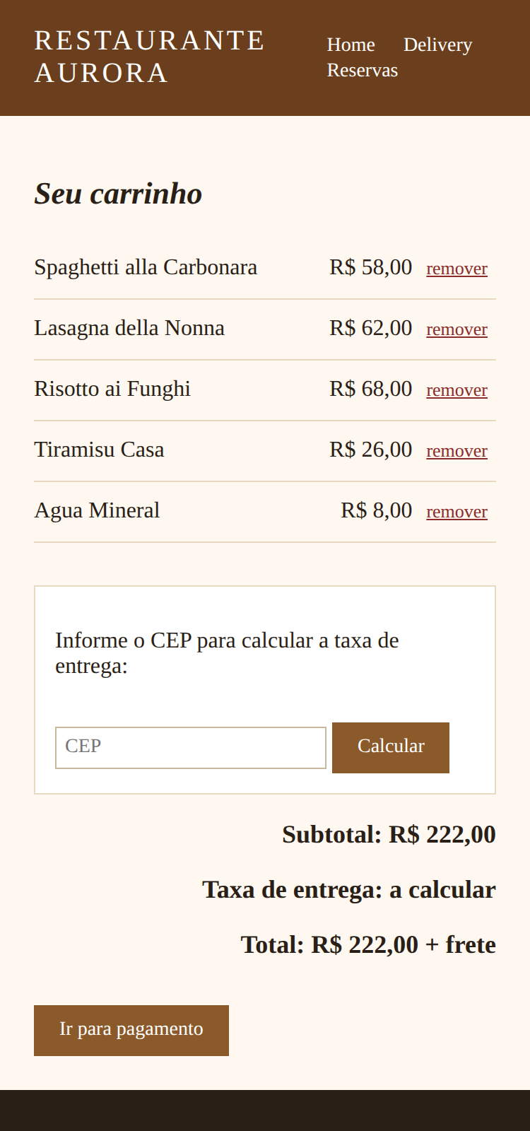 Aurora - Carrinho