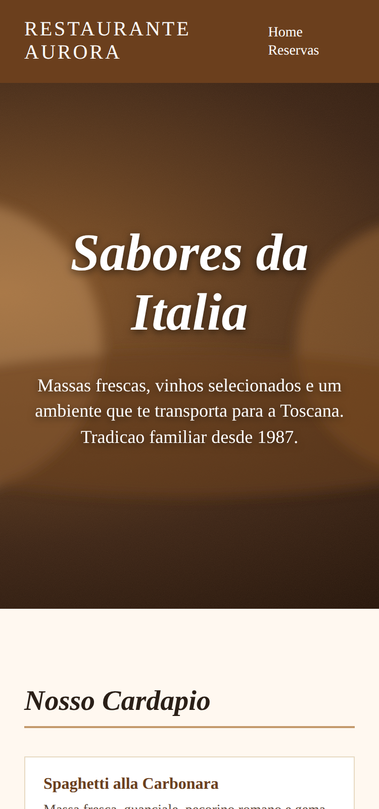 Preview mobile: Restaurante Aurora