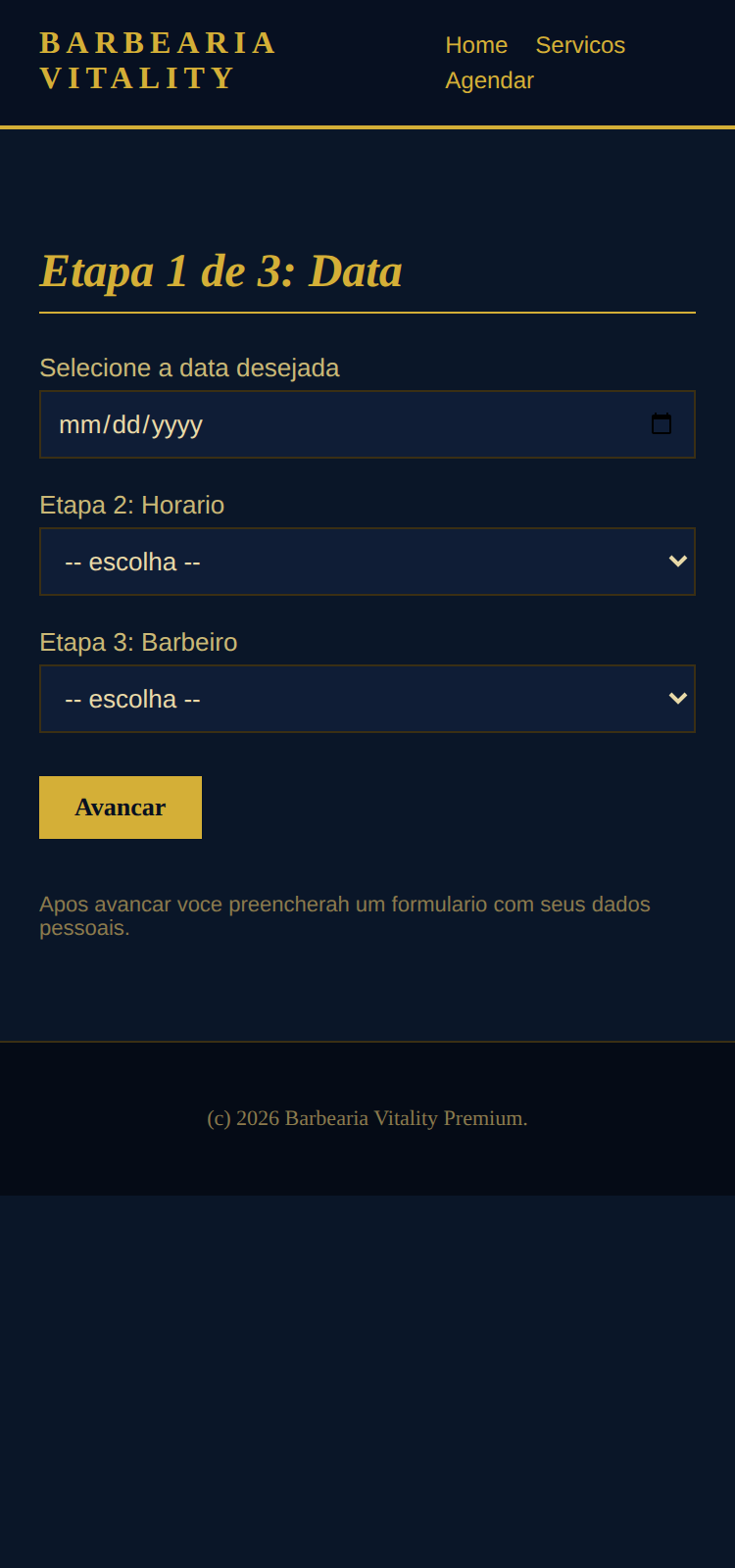 Vitality - Agendar data/hora