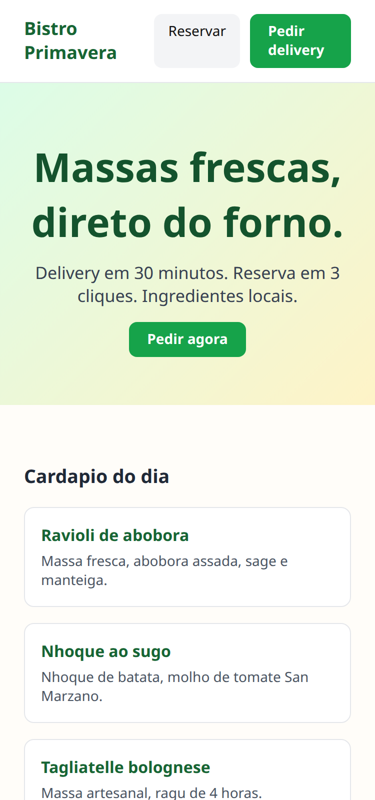 Preview mobile: Bistro Primavera