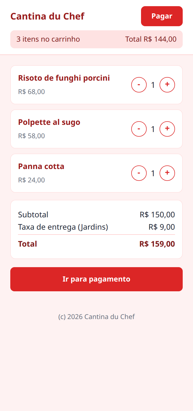 Cantina du Chef - Carrinho
