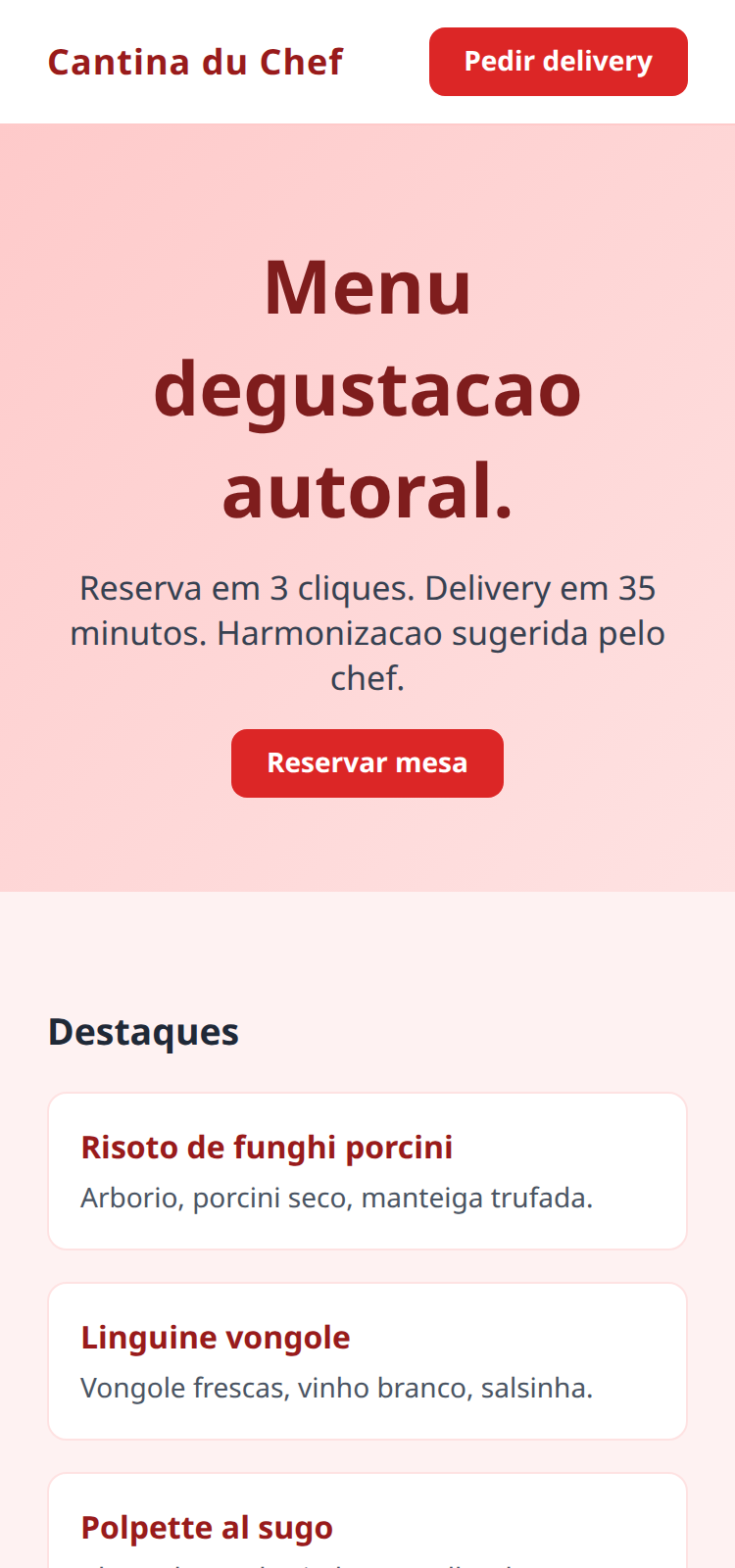 Preview mobile: Cantina du Chef